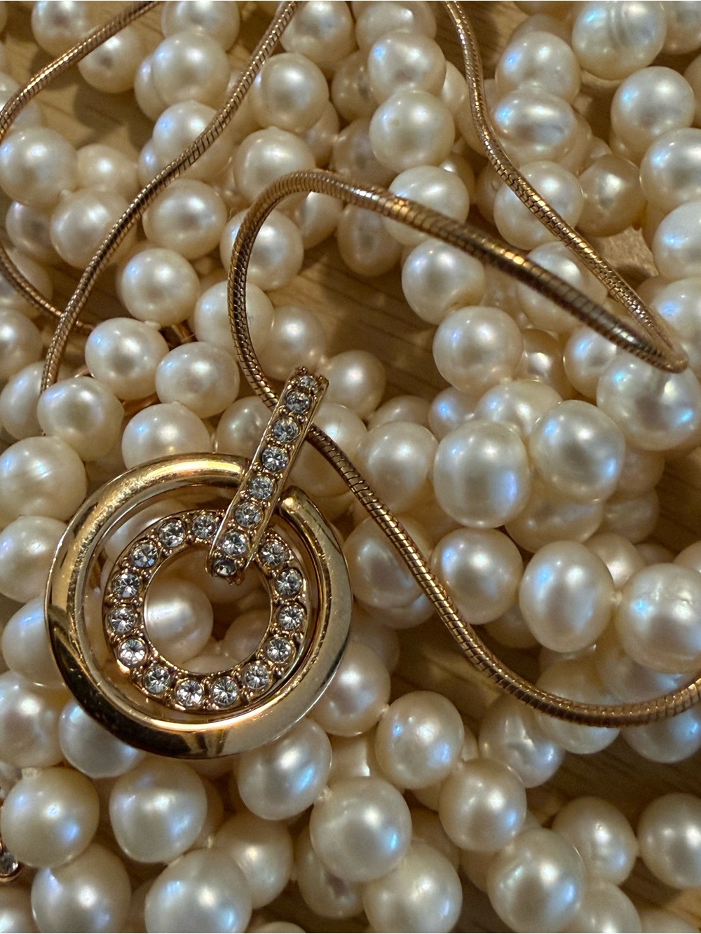 Swarovski Double Circle Rose Gold Tone with Chain and Clear Stones